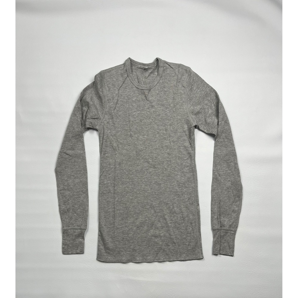 American Apparel Dexter Thermal Waffle Shirt Mens XS Gray Long Sleeve USA Made